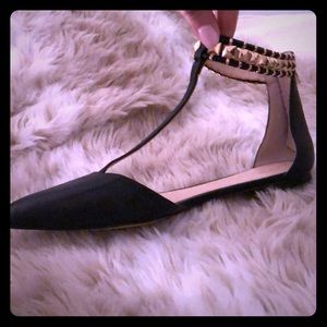 Banana Republic Black Leather & Gold Detail Sz 9.5